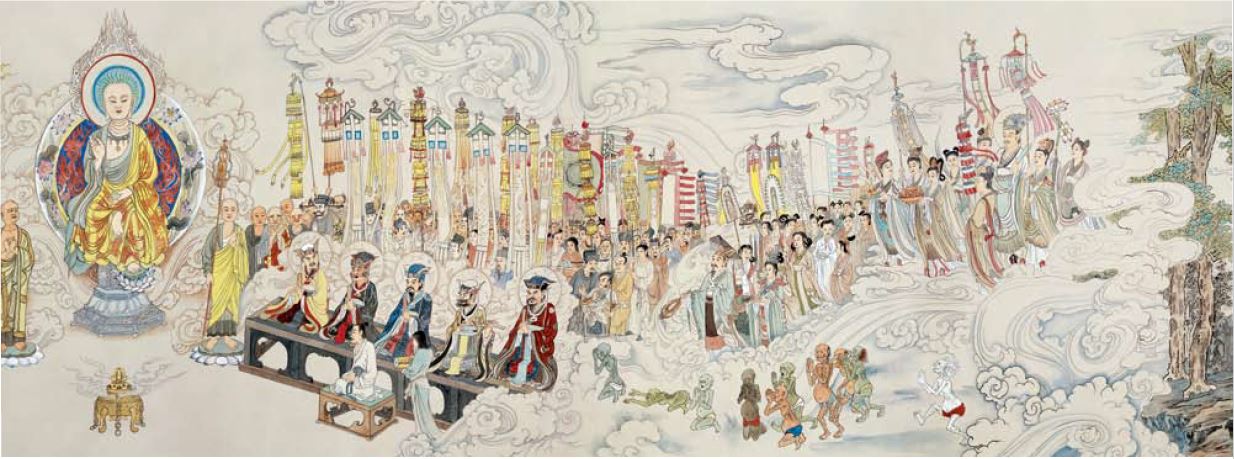 現十殿與諸天聖眾,同參地藏菩薩