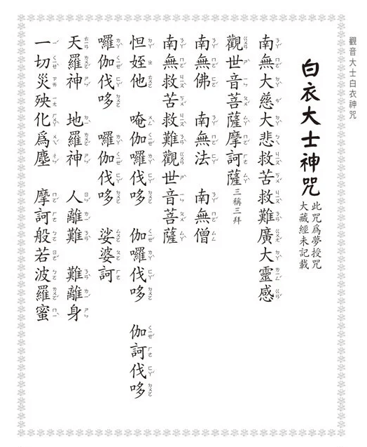 白衣觀音大士靈感神咒